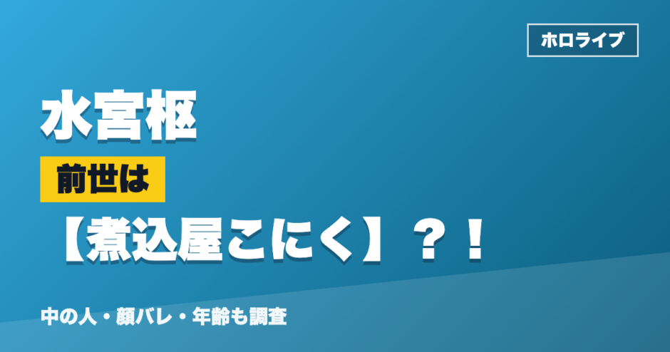 水宮枢の前世は煮込屋こにく？！