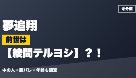 夢追翔の前世（中の人）は綾間テルヨシ？！顔バレ・年齢・理由も調査