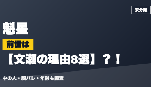 魁星の前世（中の人）は文瀬の理由8選？！顔バレ・年齢・理由も調査