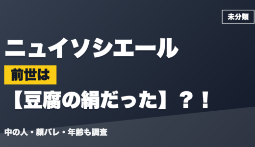 ニュイソシエールの前世（中の人）は豆腐の絹だった？！顔バレ・年齢・理由も調査