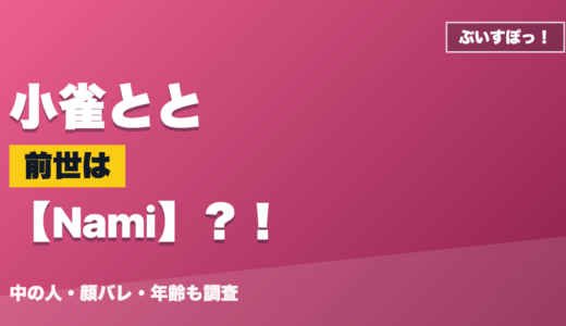 小雀ととの前世（中の人）はNami？！顔バレ・年齢・理由も調査
